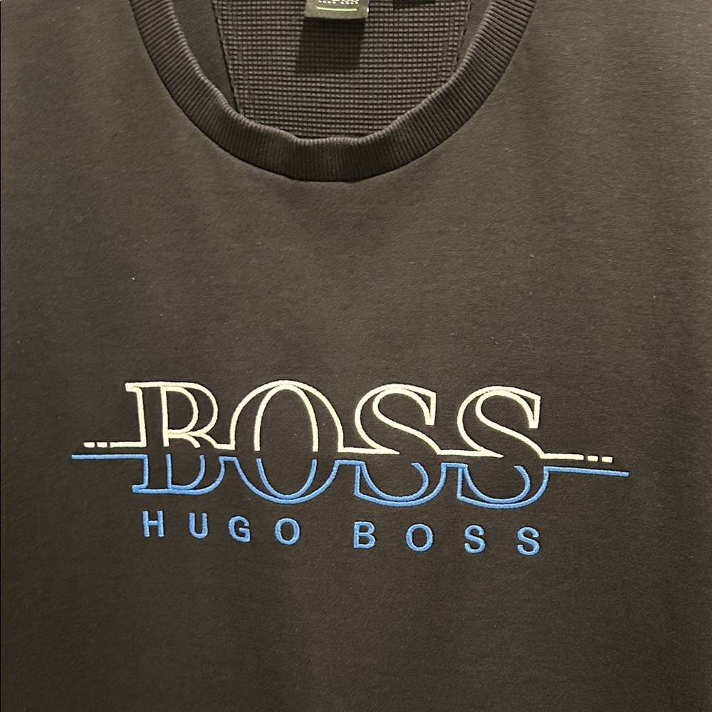Boss Black Crewneck Sweater with Blue Logo - Picture 3 of 9